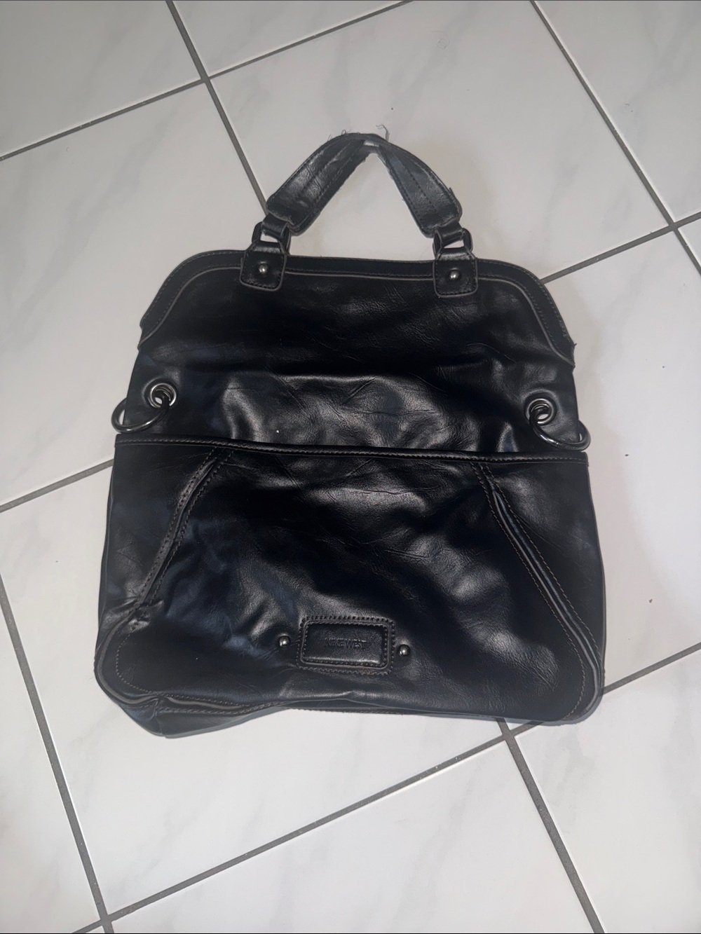 Nine West Black Leather Laptop Tote